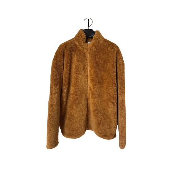 Victoria's Secret PINK Teddy Full Zip Jacket Stucco Brown Medium - Picture 1 of 12